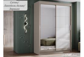 Шкаф-купе Гранд-1 1600 Сатин-двери Зеркало-Лакобель белый