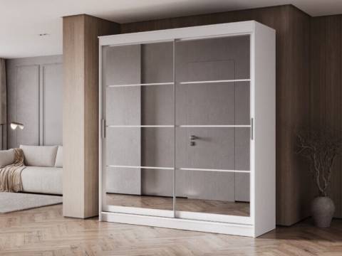 Шкаф-купе Гранд-1 2000 Белый гладкий-двери Зеркало