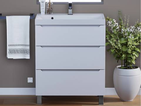 Тумба с раковиной Uperwood Tanos 3 ящика напольная 70 см белая
