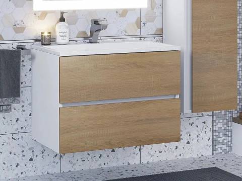 Тумба с раковиной Uperwood Barsa 70 см раковина белая-тумба белая/дуб сонома