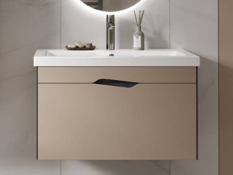 Тумба под раковину Krona 800-0-1 Como навесная серый камень