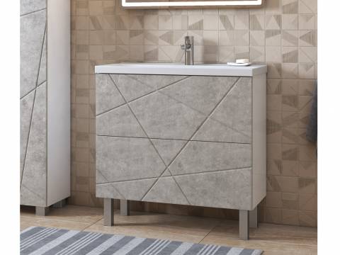 Тумба Geometry 800-0-2 умывальник 9696 бетон