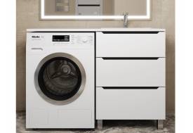 Тумба под стиральную машину Uperwood Tanos 60 см, напольная, 3 ящика, белая/графит