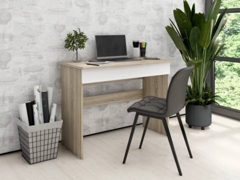 Стол письменный Памир с ящиком Дуб сонома-Белый шагрень