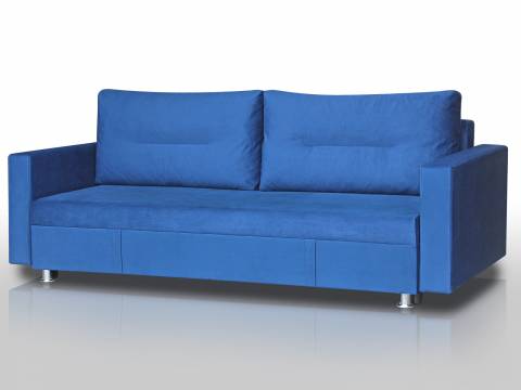 Диван Комфорт с прямыми подлокотниками микровелюр синий
