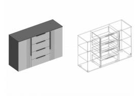 Комод Вита 2-створки с 4 ящиками тёмно серый лофт