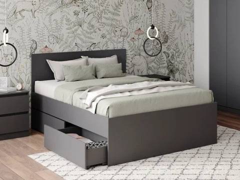 Кровать Мори КРМЯ 1400.1/1 графит с ящиками МЯ 995.2