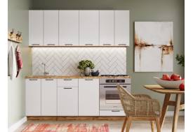 Кухонный гарнитур Валерия 2000 мм МДФ Вотан/Белый со шкафом под духовку