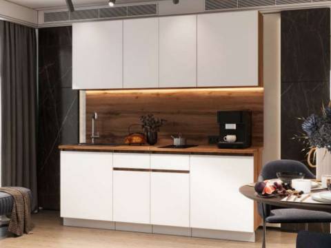 Кухонный гарнитур Гретта В2 ЛДСП 2000 мм Дуб Вотан-Белый