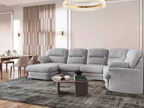 Диван угловой большой П-образный Квин 6 без механизма Ultra Smoke