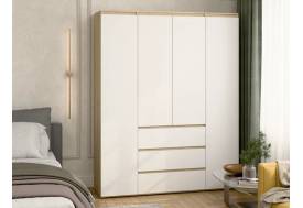 Шкаф 4-хстворчатый с 3-мя ящиками Прайм сонома/белый